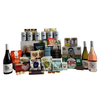 Gift Box Image Extra large gift hamper with an abundant selection of food, beer and wine for sharing delivered NZ wide Batenburgs Gift Baskets Auckland
