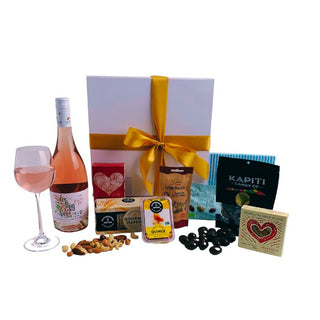 Gift Box Image Wine and Chocolate Savoury Treats Rose Wine Batenburgs Gift Baskets Auckland