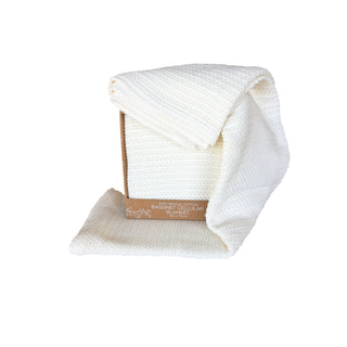 White baby blanket made from 100% organic cotton