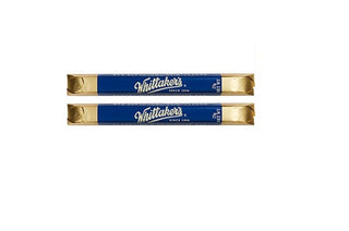 Two 25 gram bars of Whittakers milk chocolate wrapped in blue and gold