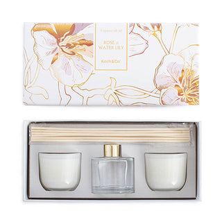 Koch & Co Candle & Diffuser Gift Set Rose & Water Lily