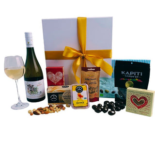 Gift Box Image Wine and Chocolate Savoury Treats Phoenix Pinot Gris Batenburgs Gift Baskets Auckland