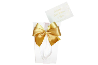 Deluxe white gift bag with gold ribbon, bow and card