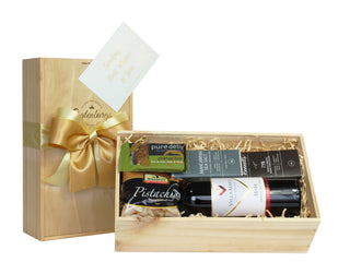 Gluten-free gift hamper with award-winning NZ Villa Maria wine, Bennetts chocolates and sea salted nuts delivered NZ wide